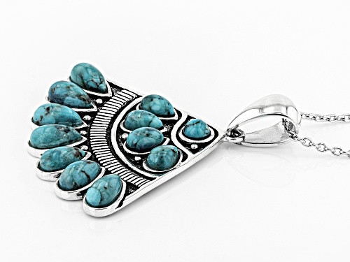 Southwest Style By JTV™ Pear Shape & Round Blue Turquoise Sterling Silver Fan Pendant With Chain