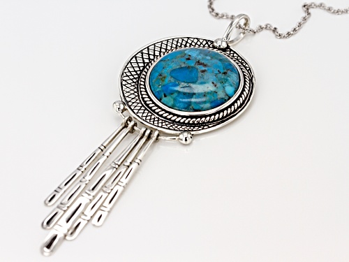 Southwest Style by JTV™ 20mm Round Turquoise Sterling Silver Pendant With Chain