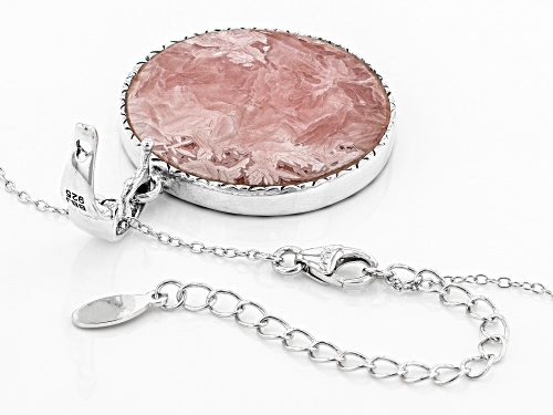 Southwest Style By JTV™ 25mm Round Rhodochrosite And Silver Coin Reversible Enhancer With Chain