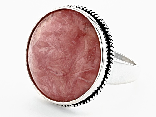 Southwest Style By JTV™ 21mm Round Rhodochrosite Solitaire Sterling Silver Ring - Size 6