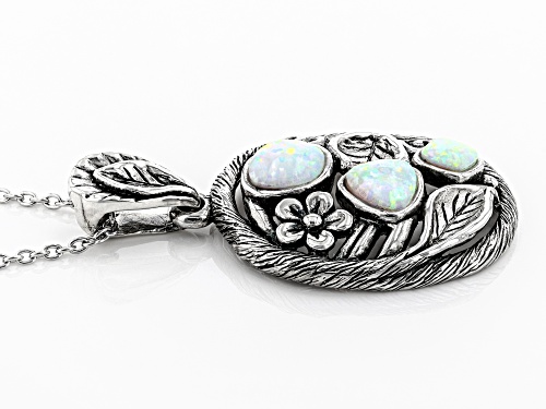 Southwest Style By JTV™ Lab Created Opal 3-Stone Sterling Silver Pendant With Chain.