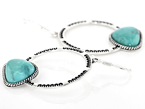 Southwest Style By JTV™ 16x12mm Free Form Turquoise Rhodium Over Sterling Silver Dangle Earrings
