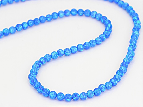 Southwest Style By JTV™ 4mm Round Lab Created Blue Opal Sterling Silver Bead Necklace - Size 18