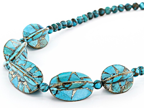 Southwest Style By JTV™ Custom Shape and Bead Turquoise Rhodium Over Silver Necklace - Size 18