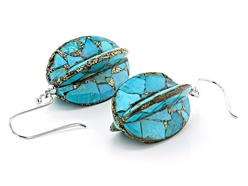 Southwest Style By JTV™ Custom Shape Turquoise Rhodium Over Silver Dangle Earrings