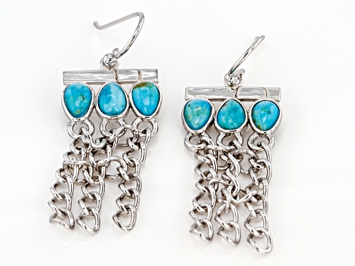Southwest Style By JTV™ Turquoise Rhodium Over Sterling Silver Tassel Earrings