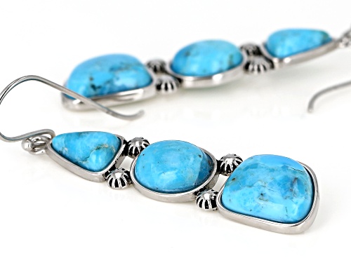 Southwest Style By JTV™ Mixed Shapes Turquoise Rhodium Over Sterling Silver 3-Stone Dangle Earrings