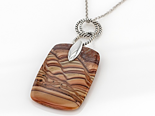 Southwest Style By JTV™ Yellow Wave Rolling Hills Travertine Rhodium Over Silver Pendant With Chain