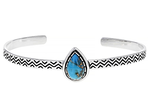 Southwest Style By JTV™ Kingman Turquoise Rhodium Over Sterling Silver Bracelets. Set Of 3 - Size 8