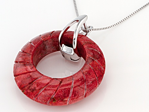Southwest Style By JTV™ Red Sponge Coral Rhodium Over Sterling Silver Enhancer With Chain