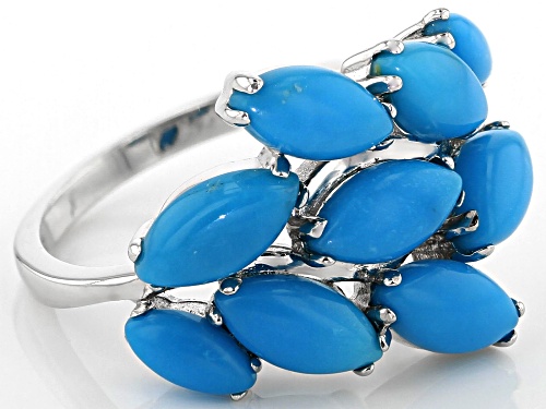 Southwest Style By JTV™ 8x4mm & 6x3mm Marquise Sleeping Beauty Turquoise Rhodium Over Silver Ring - Size 8