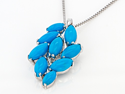 Southwest Style By JTV™ Marquise Turquoise Rhodium Over Sterling Silver Pendant With Chain