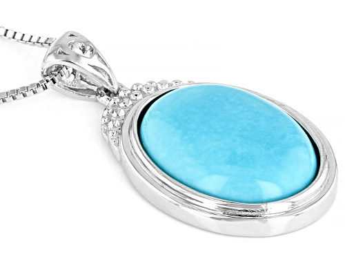 Southwest Style By JTV™ 16x12mm Oval Sleeping Beauty Turquoise Rhodium Over Silver Pendant W/Chain