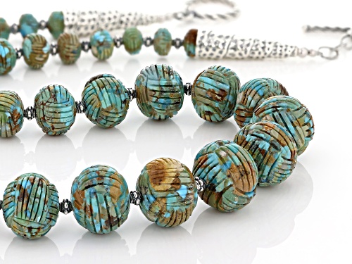 Southwest Style By JTV™ Graduated 6x5mm-20x15mm Turquoise Rhodium Over Silver Bead Necklace - Size 26