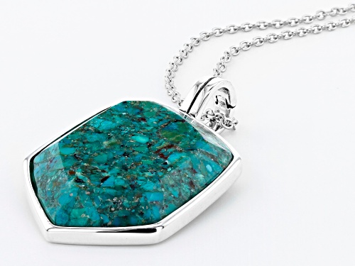 Southwest Style By JTV™ Custom Turquoise Solitaire, Rhodium Over Sterling Silver Enhancer W/Chain