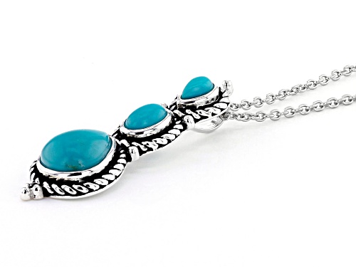 Southwest Style By JTV™ Mix Shape Turquoise Rhodium Over Sterling Silver Pendant With Chain