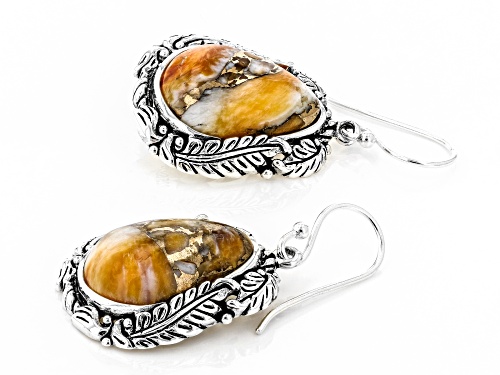 Southwest Style By JTV™ 18x12mm Pear Shape Spiny Oyster Shell Rhodium Over Silver Dangle Earrings