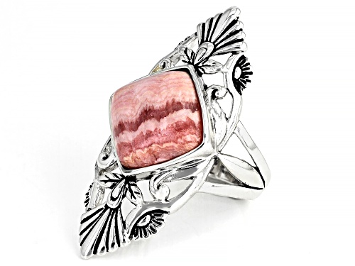 Southwest Style By JTV™ 12mm Square Cushion Rhodochrosite Rhodium Over Silver Solitaire Ring - Size 8