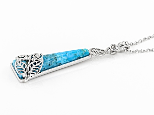 Southwest Style By JTV™ 32x10.5mm Turquoise Rhodium Over Silver Pendant With 18