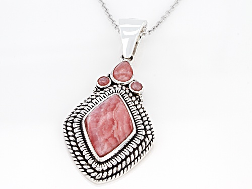 Southwest Style By JTV™ Mixed Shapes Rhodochrosite Rhodium Over Silver Enhancer With 18