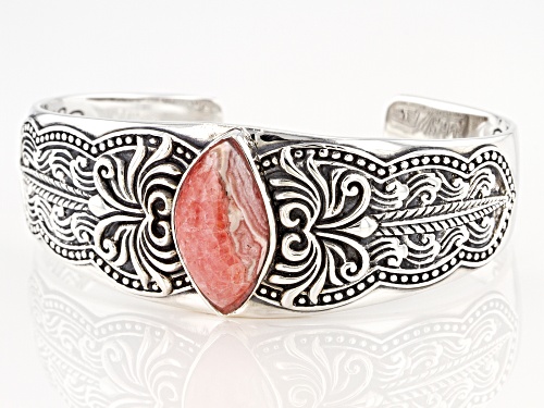 Southwest Style By JTV™ 24x13mm Rhodochrosite Rhodium Over Silver Cuff Bracelet - Size 7.5