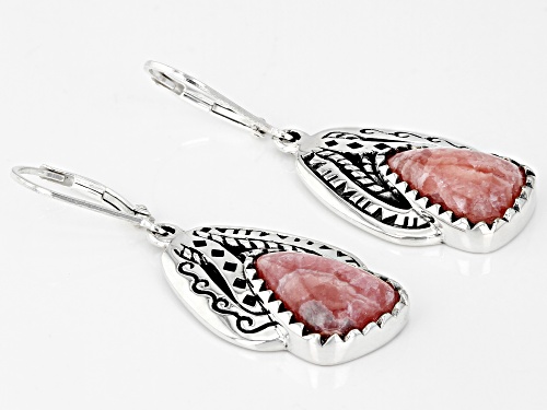 Southwest Style By JTV™ 10x14mm Pink Rhodochrosite Rhodium Over Silver Earrings