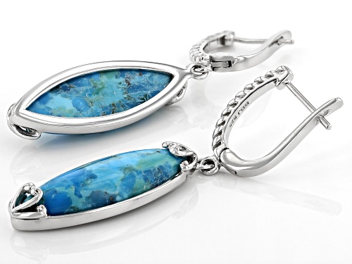 Southwest Style By JTV™ 28x10mm Marquise Turquoise Rhodium Over Silver Dangle Earrings