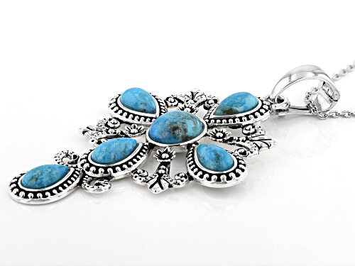 Southwest Style By JTV™ Mixed Shapes Turquoise Rhodium Over Silver Cross Enhancer With 18
