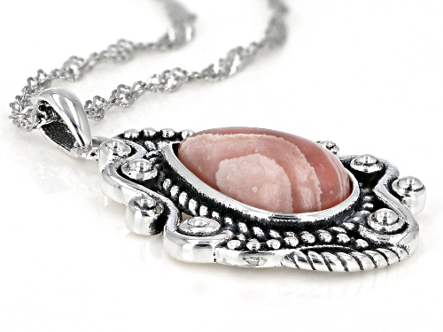 Southwest Style By JTV™ 12x8mm Rhodochrosite Rhodium Over Silver Pendant With Chain