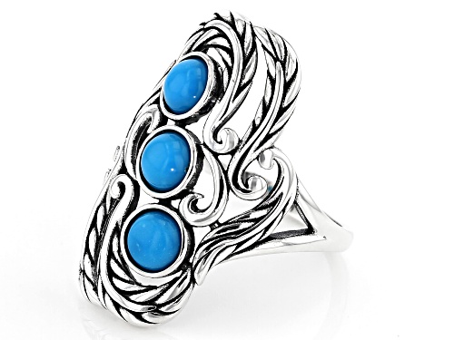 Southwest Style By JTV™ Sleeping Beauty Turquoise Rhodium Over Silver Ring - Size 7