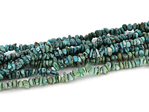Southwest Style By JTV™ 3-4MM Blue Turquoise Chips Rhodium Over Sterling Silver 8 Strand Necklace - Size 17