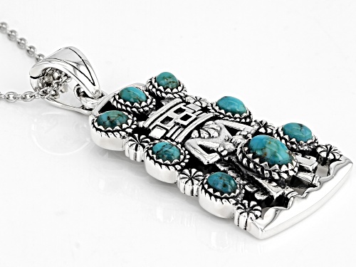 Southwest Style By JTV™ Oval Blue Turquoise Rhodium Over Sterling Silver Enhancer with 18