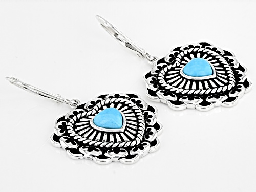 Southwest Style By JTV™ Heart Shaped Sleeping Beauty Turquoise Rhodium Over Silver Earrings