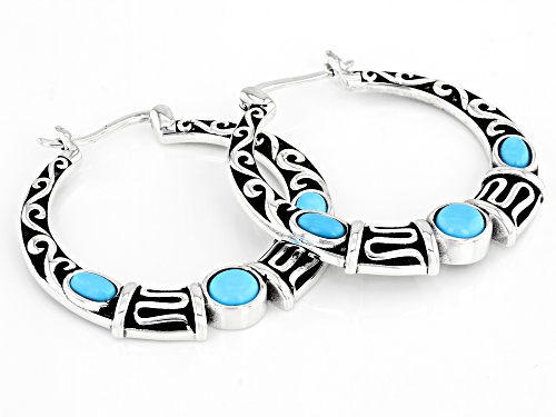 Southwest Style By JTV™ Oval & Round Sleeping Beauty Turquoise Rhodium Over Silver Earrings