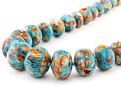 Southwest Style By JTV™ Blended Turquoise and Spiny Oyster Shell Rhodium Over Silver Necklace - Size 19