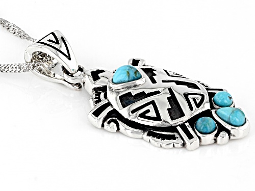 Southwest Style By JTV™ Blue Turquoise Rhodium Over Sterling Silver Turtle Enhancer with 18