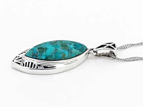 Southwest Style By JTV™ 23x10mm Blue Turquoise Rhodium Over Silver Pendant With 18