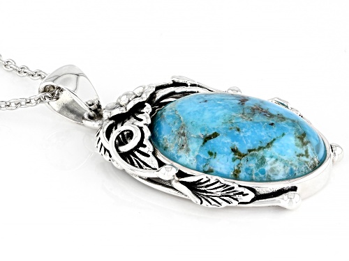 Southwest Style By JTV™ Turquoise Rhodium Over Silver Pendant With 18