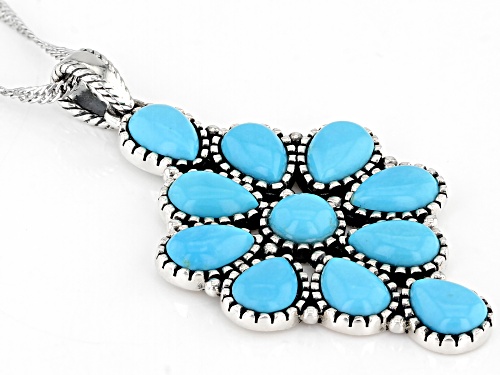 Southwest Style By JTV™ Sleeping Beauty Turquoise Rhodium Over Silver Pendant with 18