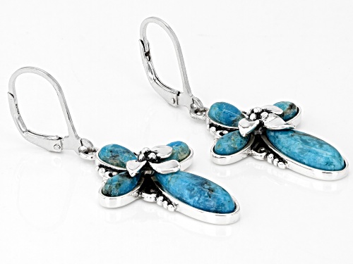Southwest Style By JTV™ Blue Turquoise Rhodium Over Sterling Silver Cross Earrings