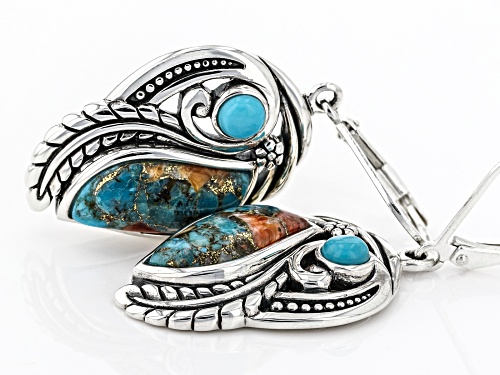 Southwest Style By JTV™ Blended Spiny Oyster Shell & Turquoise Rhodium Over Silver Earrings