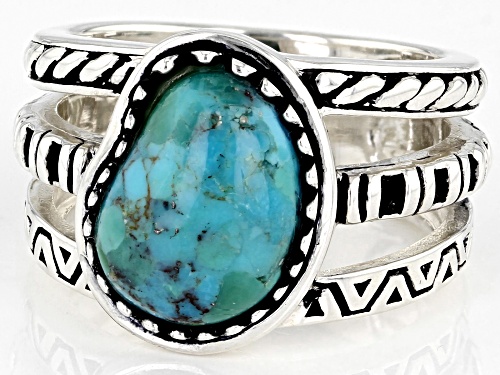 Southwest Style By JTV™ Freeform Turquoise Rhodium Over Sterling Silver Ring - Size 8