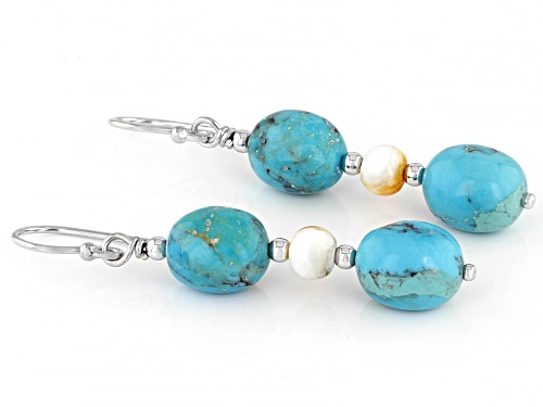 Southwest Style By JTV™ Turquoise & Spiny Oyster Shell Rhodium Over Sterling Silver Earrings