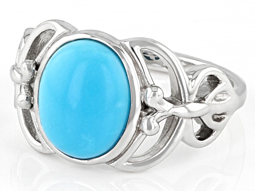 Southwest Style By JTV™, Sleeping Beauty Turquoise with Butterfly Detailing Rhodium Over Silver Ring - Size 8