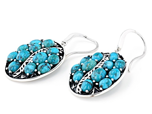 Southwest Style By JTV™ Oval Turquoise Rhodium Over Sterling Silver Multi Row Earrings