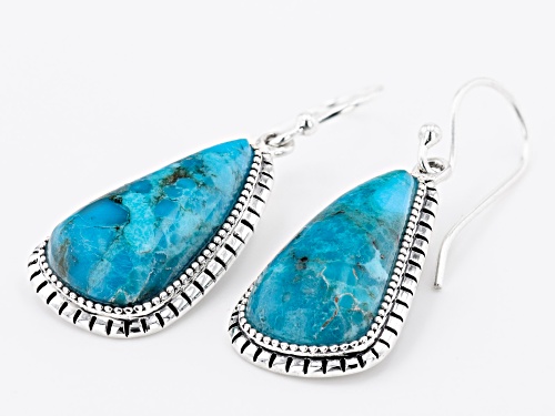 Southwest Style By JTV™ Fancy Shape Turquoise Rhodium Over Sterling Silver Earrings