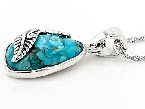 Southwest Style By JTV™ Freeform Blue Turquoise Rhodium Over Sterling Silver Enhancer with Chain