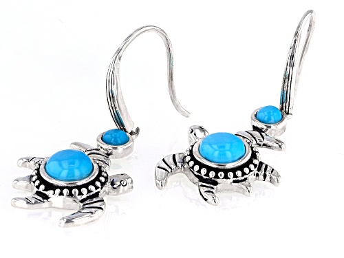 Southwest Style By JTV™ Sleeping Beauty Turquoise Rhodium Over Silver Turtle Dangle Earrings