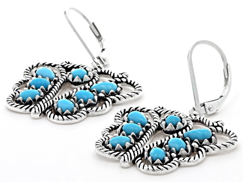 Southwest Style By JTV™ Sleeping Beauty Turquoise Rhodium Over Sterling Silver Butterfly Earrings