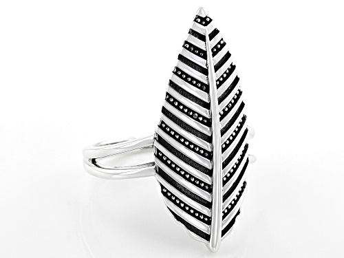 Southwest Style By JTV™ Oxidized Rhodium Over Sterling Silver Leaf Ring - Size 7